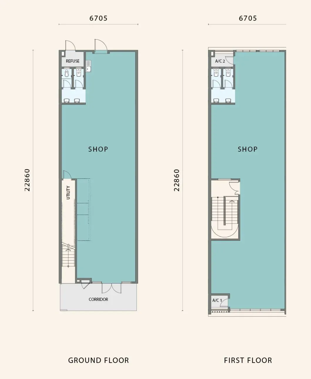 Type A Floor Plan — 2-Storey Intermediate Unit