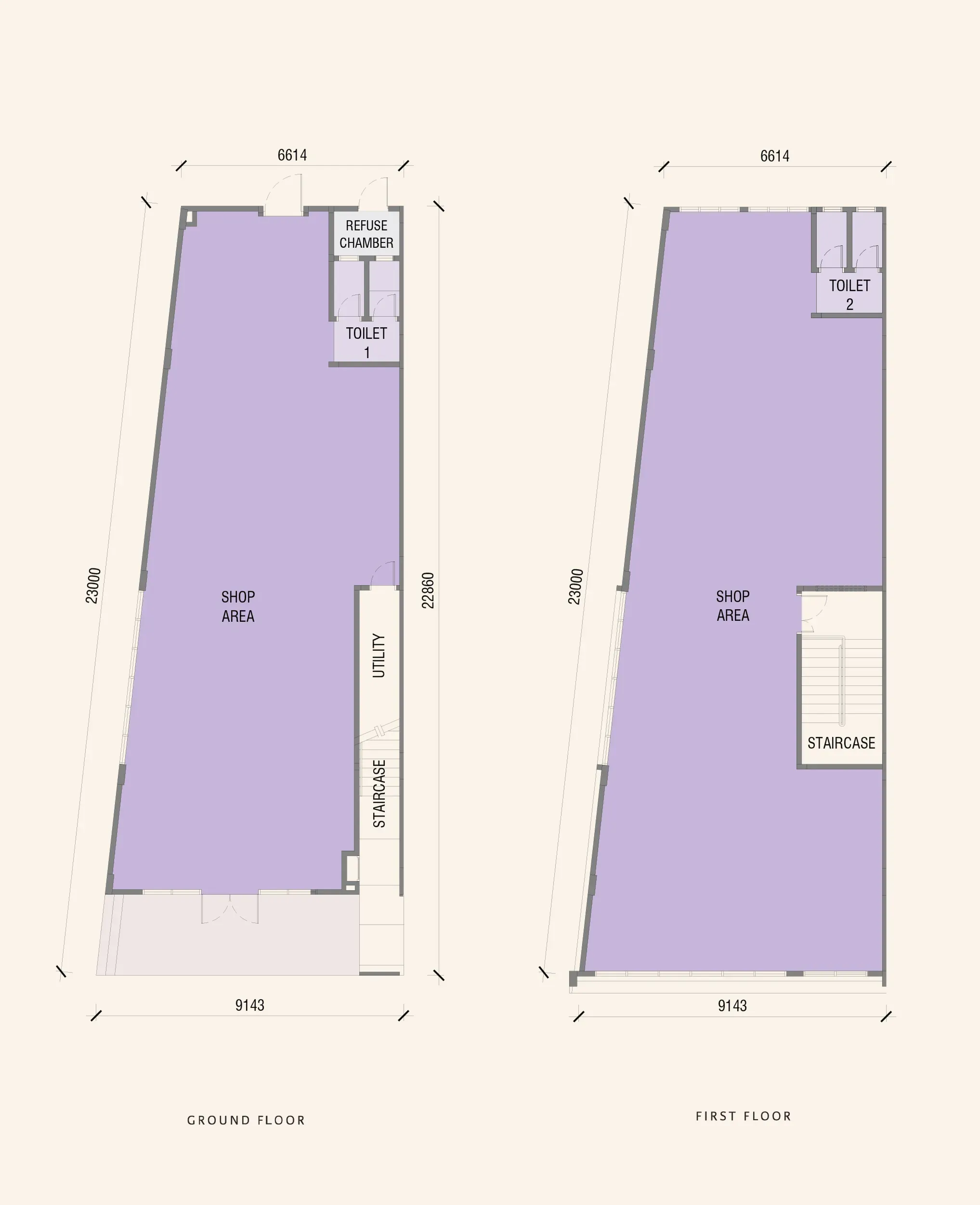 Type B Floor Plan — 2-Storey End Unit